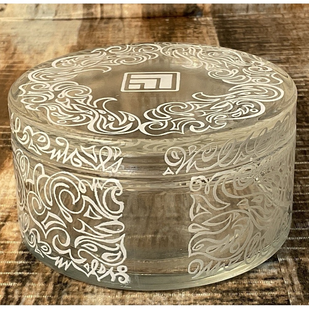 Vintage Lucien Lelong Face Powder Glass Jar Decorative Swirl Design 5oz - Picture 5 of 11